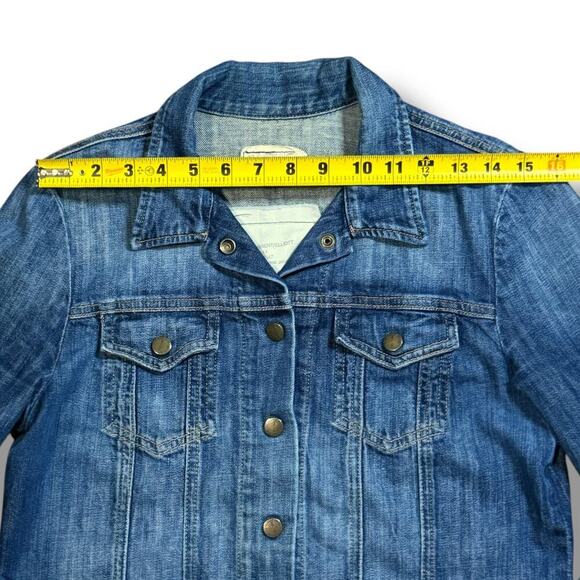 Current/Elliott Denim Trucker Jacket Womens Blue Faded Distressed Western Sz 1/S - Picture 3 of 10